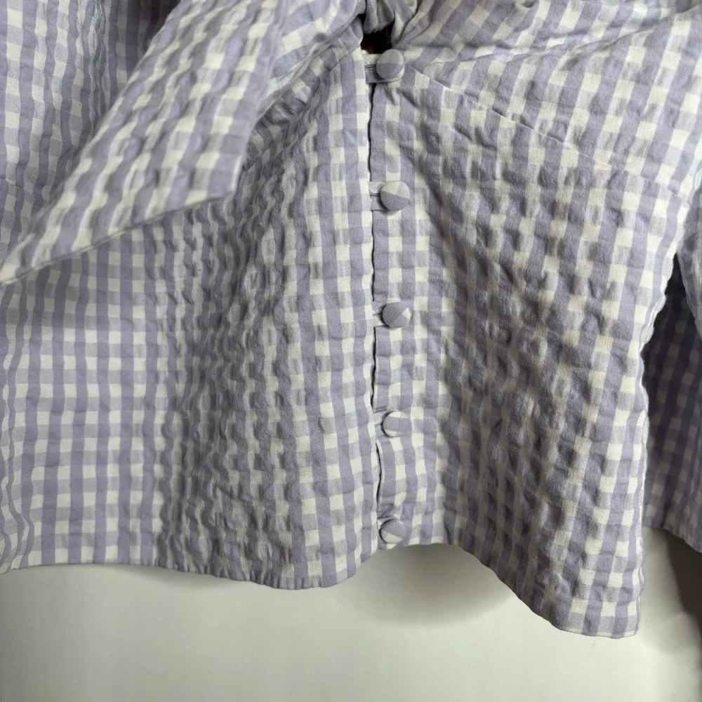 Anthropologie Maeve Crop Gingham Blouse Purple size 22W - Picture 7 of 14